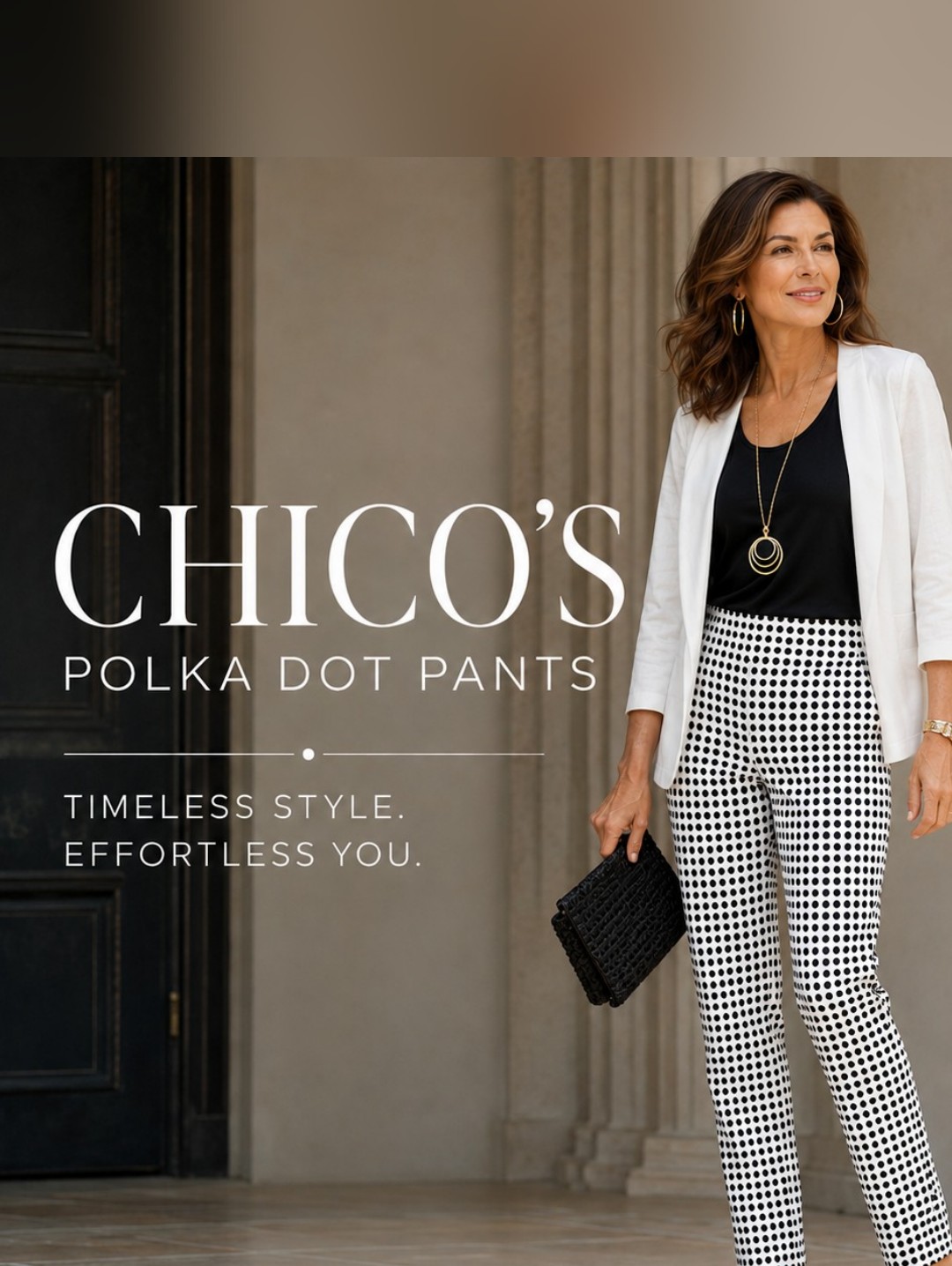 Chico's Black & White Polka Dot Slim Ankle Pants Women's Size 1 Stretch Pull-On